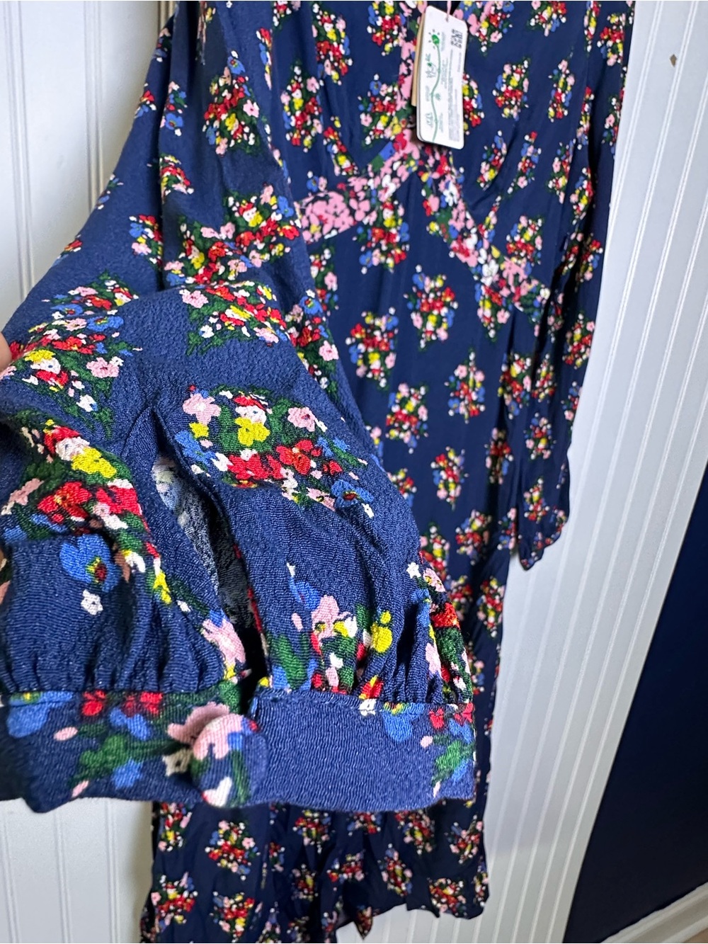Boden Imelda Border Print Midi Dress French Navy, Poppy Bouquet R12 Floral - Picture 8 of 15